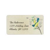  Musical Bird Blue Green & Yellow op Stone Etiket (Voorkant)