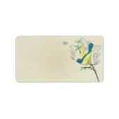  Musical Bird Blue Green & Yellow op Stone Etiket (Voorkant)