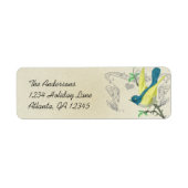  Musical Bird Blue Green & Yellow op Stone Etiket (Voorkant)