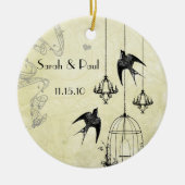 Musical Birds Black & Grey 3 Chandeliers Keramisch Ornament (Voorkant)