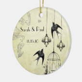 Musical Birds Black & Grey 3 Chandeliers Keramisch Ornament (Links)