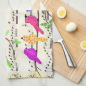 Musical Birds keukenhanddoek (Quarter Fold)