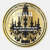 Musical Black & Gold Chandelier Weddings Ronde Sticker (Voorkant)
