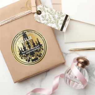 Musical Black & Gold Chandelier Weddings Ronde Sticker