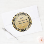 Musical Black & Gold  Damask Weddings Ronde Sticker (Envelop)