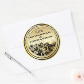 Musical Black & Gold  Damask Weddings Ronde Sticker (Envelop)