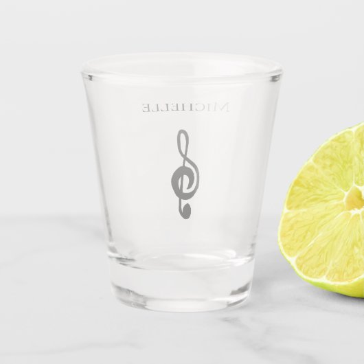 Musical Black Treble Clef Cute Shot Glas (Achterkant)