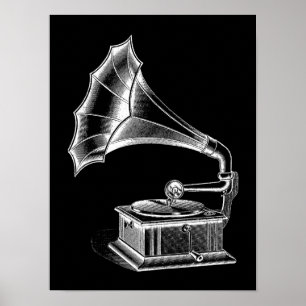  Musical Black van de Afspeelplaat van fonografie Poster