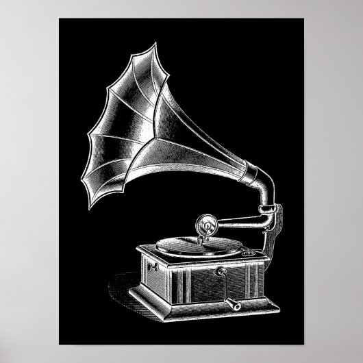  Musical Black van de Afspeelplaat van fonografie Poster (Voorkant)