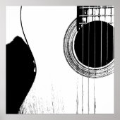 Musical Black White Abstract Acoustic Guitar Poster (Voorkant)