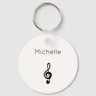 Musical Black White Treble Clef Symbol Sleutelhanger