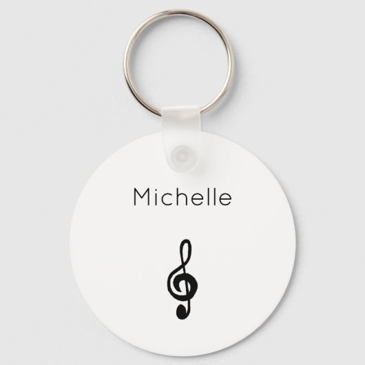 Musical Black White Treble Clef Symbol Sleutelhanger (Voorkant)