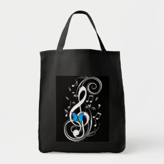Musical Blue Butterfly Tote Bag