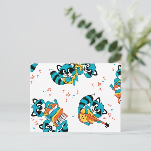 Musical Blue Racoons Briefkaart (Staand voorkant)