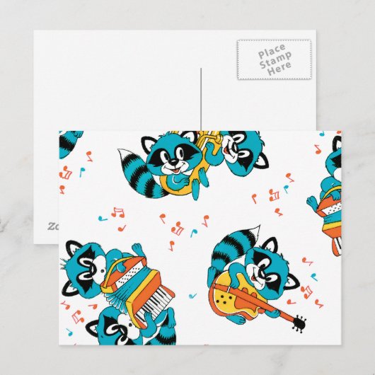 Musical Blue Racoons Briefkaart (Voorkant / Achterkant)