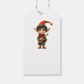 Musical Boy Christmas Elf Kraft Gift Labels Cadeaulabel (Voorkant)