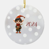 Musical Boy Kerst Elf Keramisch Ornament (Voorkant)