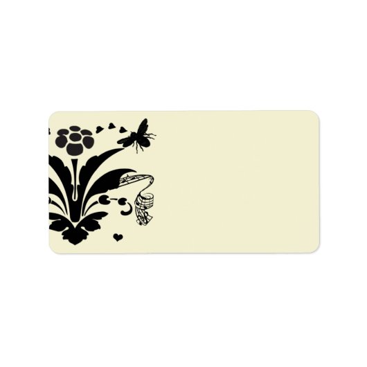 Musical Bumble Bee Damask Adresetiketten Etiket (Voorkant)