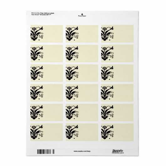Musical Bumble Bee Damask Adresetiketten Etiket (Full Sheet)