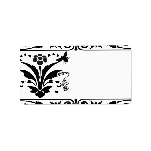 Musical Bumble Bee Damask Borders Shipping Etiket (Voorkant)
