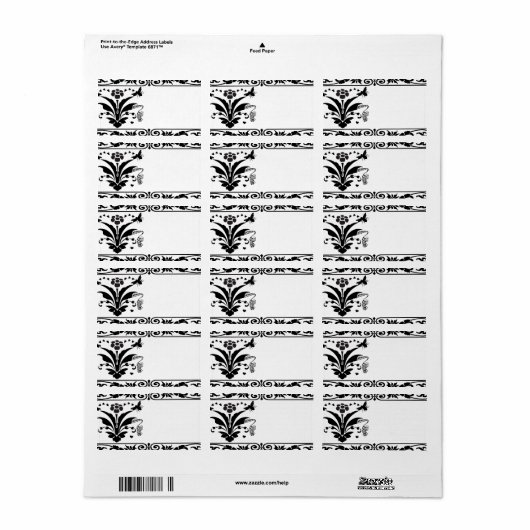 Musical Bumble Bee Damask Borders Shipping Etiket (Full Sheet)