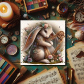 Musical Bunny Flowers Fantasy Kunst Pasen Feestdagenkaart