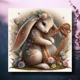 Musical Bunny Flowers Fantasy Kunst Pasen Feestdagenkaart