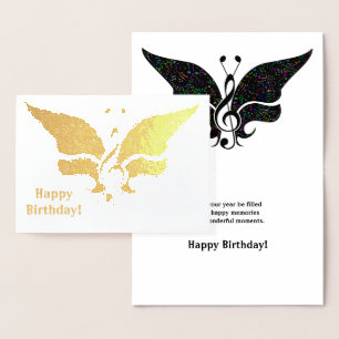 Musical Butterfly Birthday Card Folie Kaarten