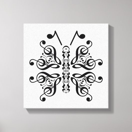Musical Butterfly Music Note Scroll Design Canvas Afdruk (Voorkant)