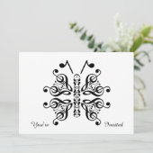 Musical Butterfly Music Note Scroll Design Kaart (Staand voorkant)