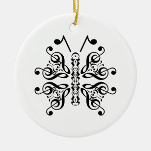 Musical Butterfly Music Note Scroll Design Keramisch Ornament