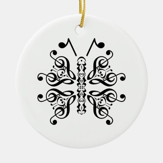 Musical Butterfly Music Note Scroll Design Keramisch Ornament (Voorkant)