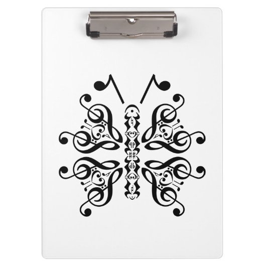 Musical Butterfly Music Note Scroll Design Klembord (Voorkant)