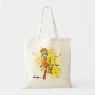 Musical Cartoon Rock Chick   DIY-tekst Tote Bag