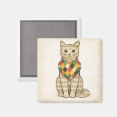 Musical Cat Collage with Harlequin Heart Magneet (Voorkant / Achterkant)