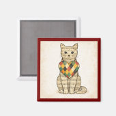 Musical Cat Collage with Harlequin Heart Magnet (Voorkant / Achterkant)