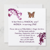 MUSICAL CAT First Birthday Party Paars Silver Kaart (Achterkant)