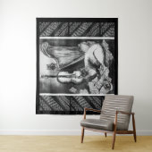 MUSICAL CAT, OWL, VIOLIN EN HARP Black White Music Wandkleed (In situ)