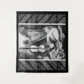 MUSICAL CAT, OWL, VIOLIN EN HARP Black White Music Wandkleed (Voorkant)