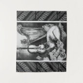 MUSICAL CAT, OWL, VIOLIN EN HARP Black White Music Wandkleed (Voorkant)