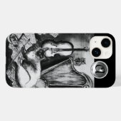 MUSICAL CAT,OWL,VIOLIN,HARP Black White Grey Music Case-Mate iPhone Case (Achterkant (horizontaal))