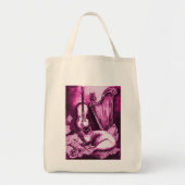 MUSICAL CAT, Pink Fuchsia Paars en White Tote Bag (Voorkant)