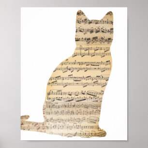 Musical Cat Poster - Voeg uw eigen achtergrondkleu