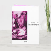 MUSICAL CAT, Roze Fuchsia White Feestdagen Kaart (Achterkant)