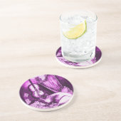 MUSICAL CAT, Roze Fuchsia White Zandsteen Onderzetter (Zijkant)