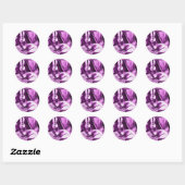 MUSICAL CAT, Roze Paars Violet en wit Ronde Sticker (Vel)