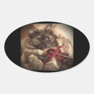 Musical Cat Sticker (OVAL) van RoseWrites