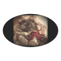 Musical Cat Sticker (OVAL) van RoseWrites
