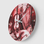 MUSICAL CAT WITH OWL VIOLIN AND HARP, RED WHITE GROTE KLOK (Hoek)