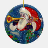 MUSICAL CHRISTMAS NIGHT, SANTA BUGLER Red Heart Keramisch Ornament (Achterkant)